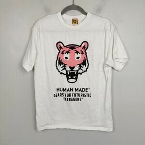 Human Made Graphic T-shirt Mens Medium White Cotton Tiger Tee‎ Made in Japan 99